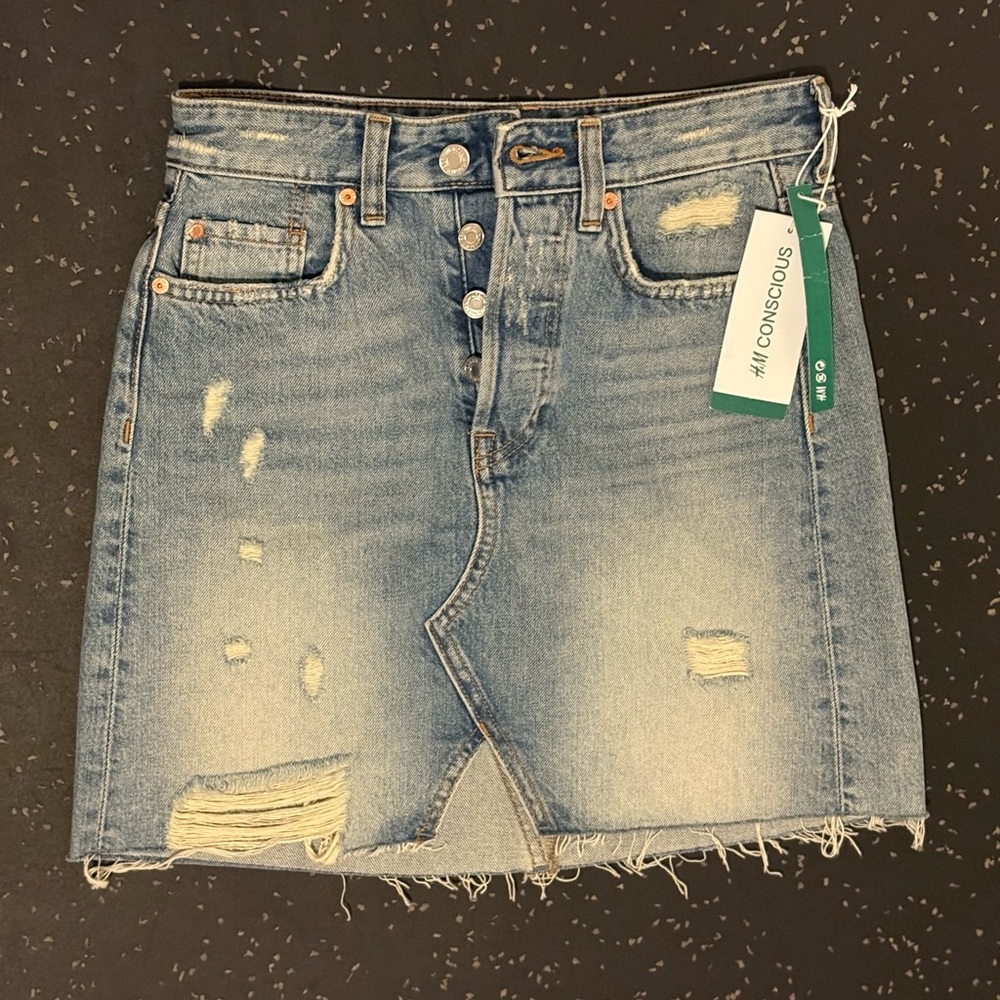 Denim Distressed Skirt